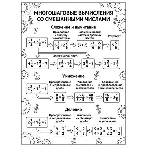 Многошаговые вычисления со смешанными числами