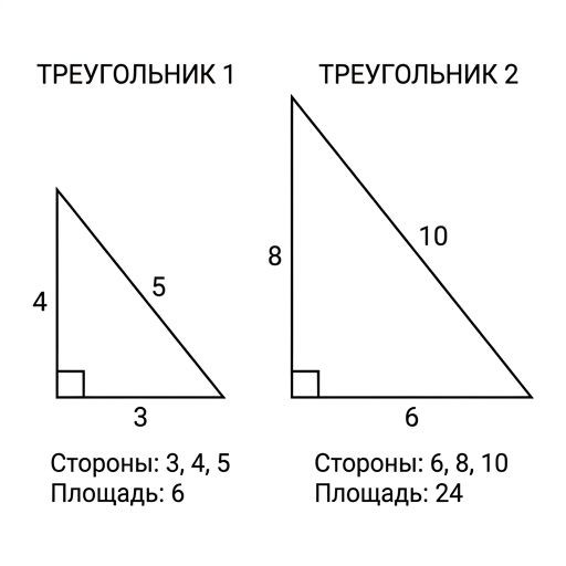 Two triangles with sides 3,4,5 and 6,8,10 respectively. Mathematical diagram.