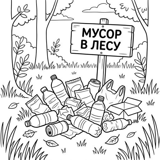 Мусор в лесу
