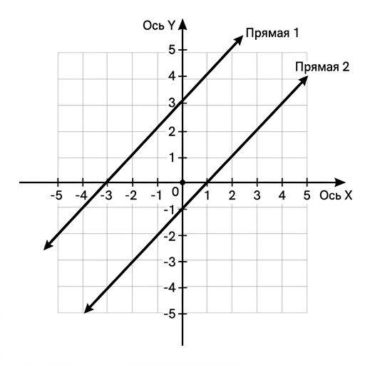 Прямые параллельны ($k_1 = k_2, b_1 \neq b_2$)