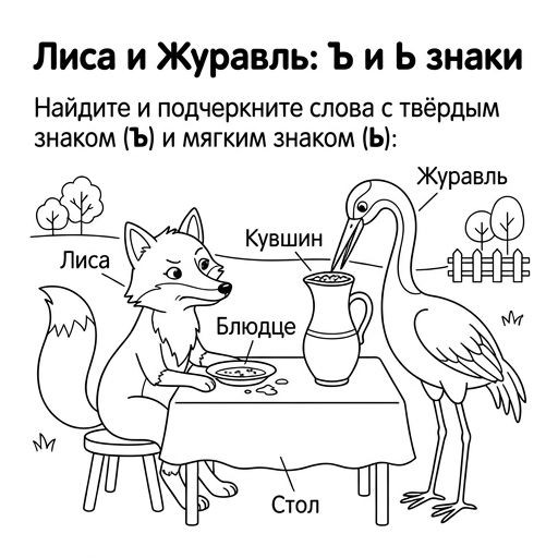 Лиса и Журавль: Ъ и Ь знаки