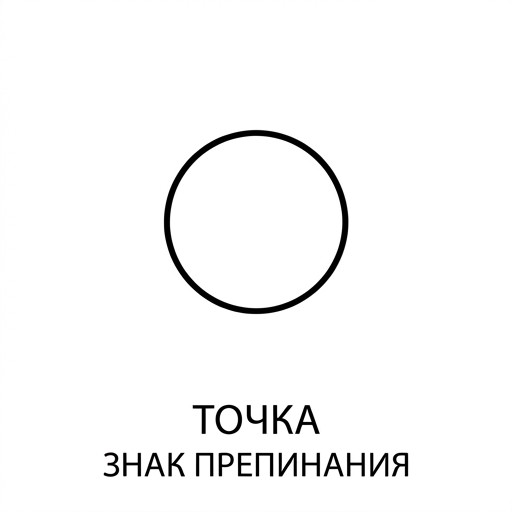 Black and white line-art symbol: simple bold dot (period).