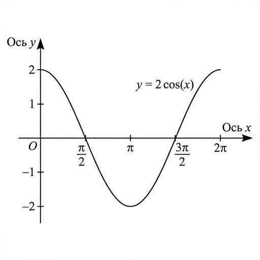 $y = 2\cos x$