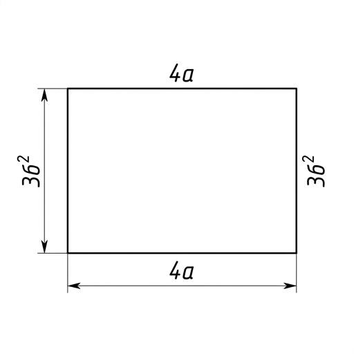 Black-and-white line-art: a simple rectangle with sides labeled as 4a and 3b^2, technical drawing style, no shading, white background.