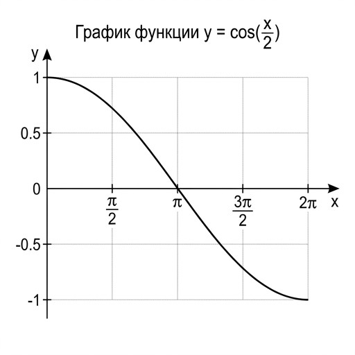 $y = \cos(x/2)$