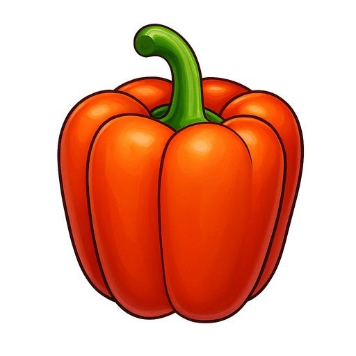 A realistic fresh red bell pepper on a white background, studio lighting.