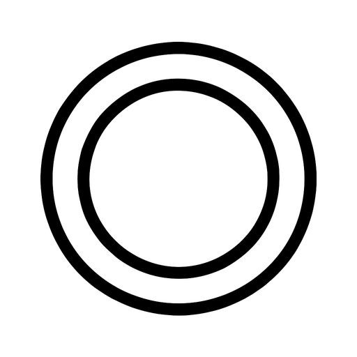 Black-and-white line-art: a small circle labeled B inside a larger circle labeled A, forming a ring shape.