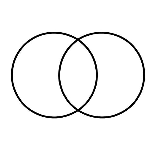 Black-and-white line-art: Venn diagram with two circles X and Y partially overlapping, clean lines for coloring.