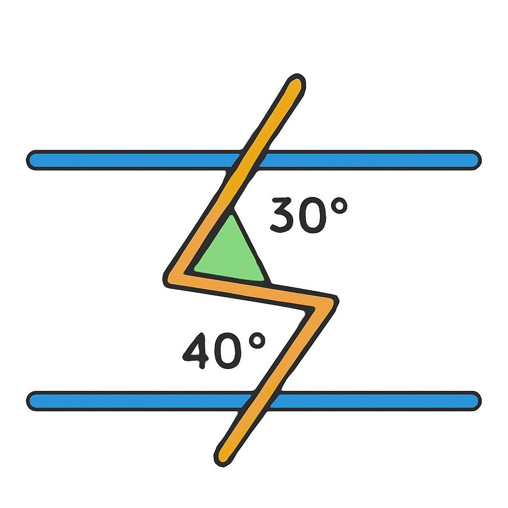 $x = 70^\circ$