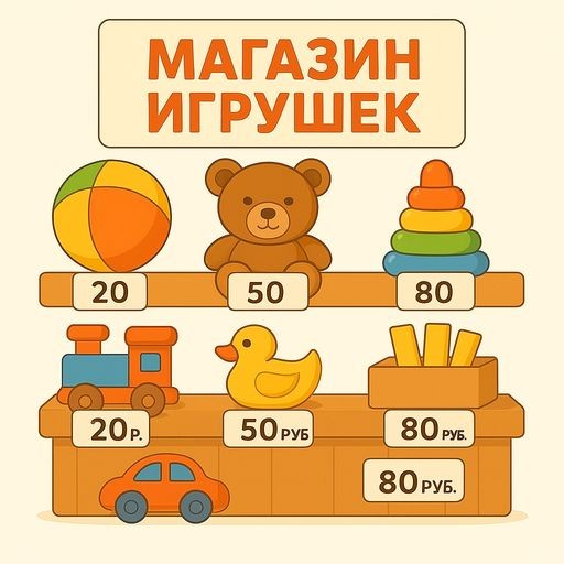 Слайд 7 «Игра: Математический магазин» — иллюстрация к презентации «Десяток. Счет десятками до 100» по математике для 2 класса