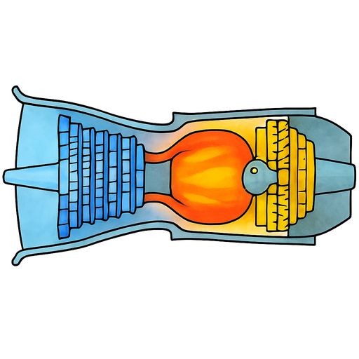 Schematic technical line drawing of an industrial gas turbine engine, side view, labeled with Cyrillic letters А (inlet), Б (compressor), В (combustion chamber), Г (turbine). Technical style, white background.