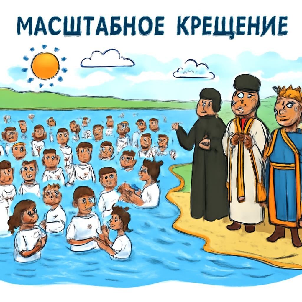Слайд 20 «Крещение Руси» — иллюстрация к презентации «Повесть временных лет» по литературе для 5 класса