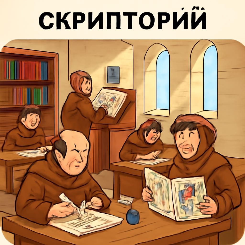 Слайд 6 «Труд переписчика» — иллюстрация к презентации «Повесть временных лет» по литературе для 5 класса