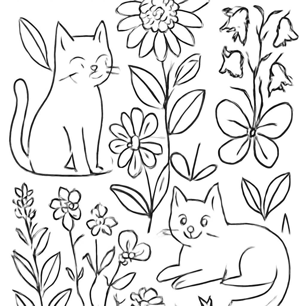 Летние растения и коты
